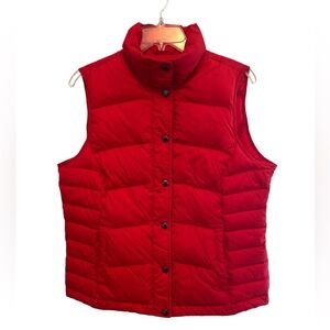 Lands End Womens Red Quilted Puffer Down Vest w/ Pockets M